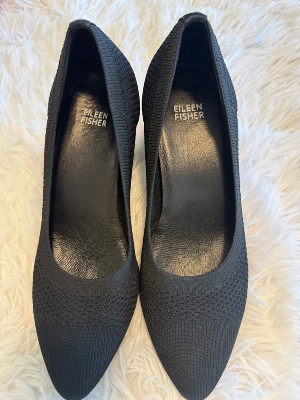 Eileen Fisher Kiss Knit Black Pump Heels 7